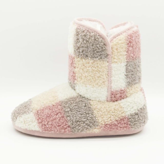 Four-colour patchwork teddy fleece boot for girls