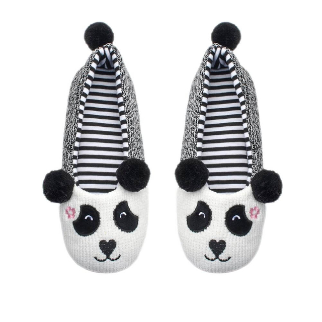 Girls kids cartoon design Panda fluffy novelty slippers