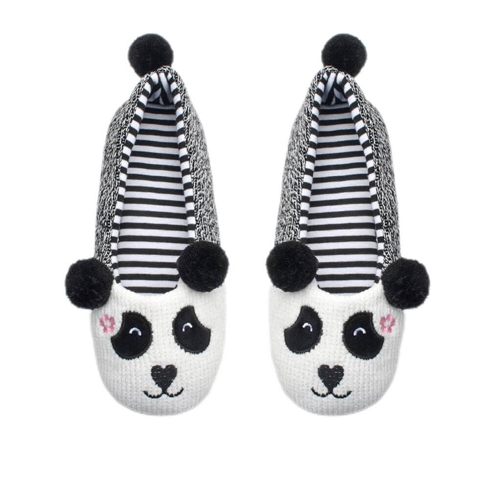 Girls kids cartoon design Panda fluffy novelty slippers