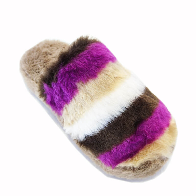 Colorful fuzzy winter warm bedroom slipper 