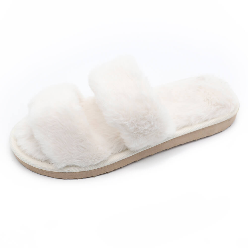 OEM white slide indoor faux rabbit fur slippers