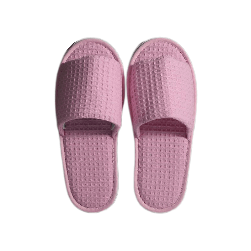 Pink waffle indoor hotel slippers for girls