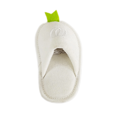 White suede fabric house slipper with embroidery