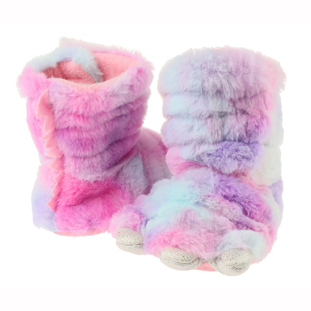 Toddler girl's multi-color faux fur claw boot with 3D parts