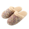 Knitted memory foam comfy slip-on house slippers with faux fur lined