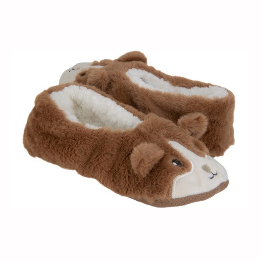 Ladies corgi faux fur pull on slipper socks with 3D ears