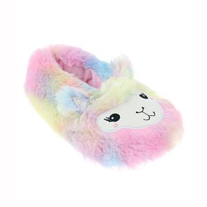 Girls' lovely warm faux fur rainbow slipper