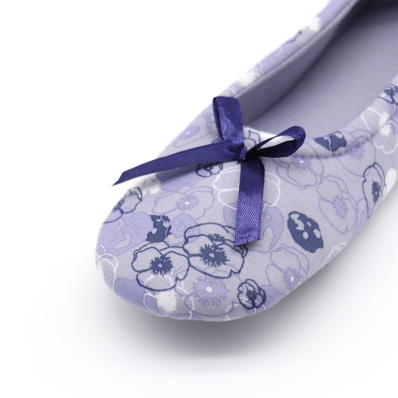 Home bow super soft non-slip printing bedroom ballet slippers