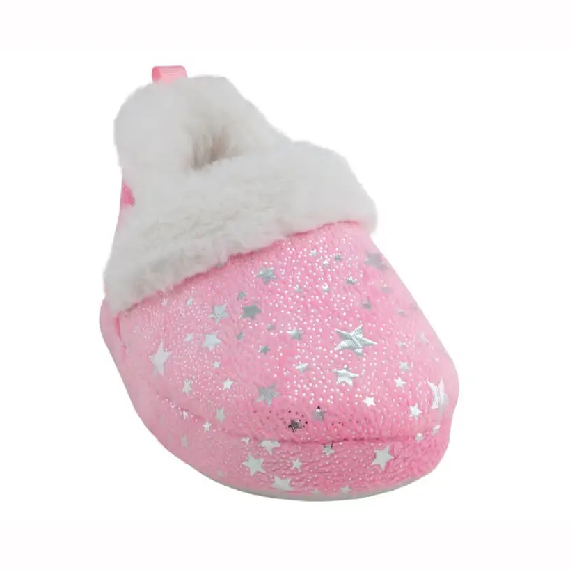 Girls' soft boa slipper with all-over foil dots and stars