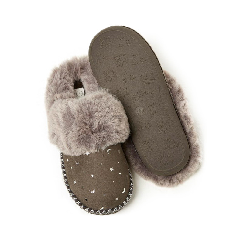 Lady TPR faux fur foil suede fabric house slippers