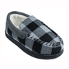 Boys buffalo plaid moccasin with faux suede trim