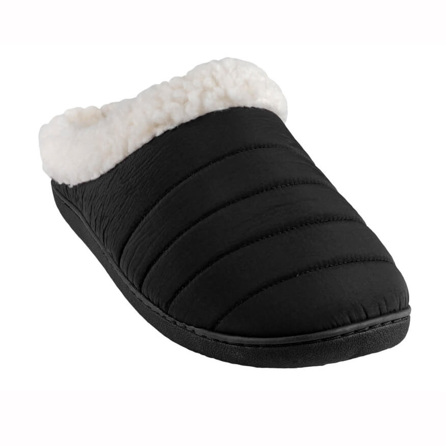 Men's nylon scuff with sherpa lining and trim