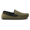 Cozy hard sole olive green men's moccasin shoes with arch support