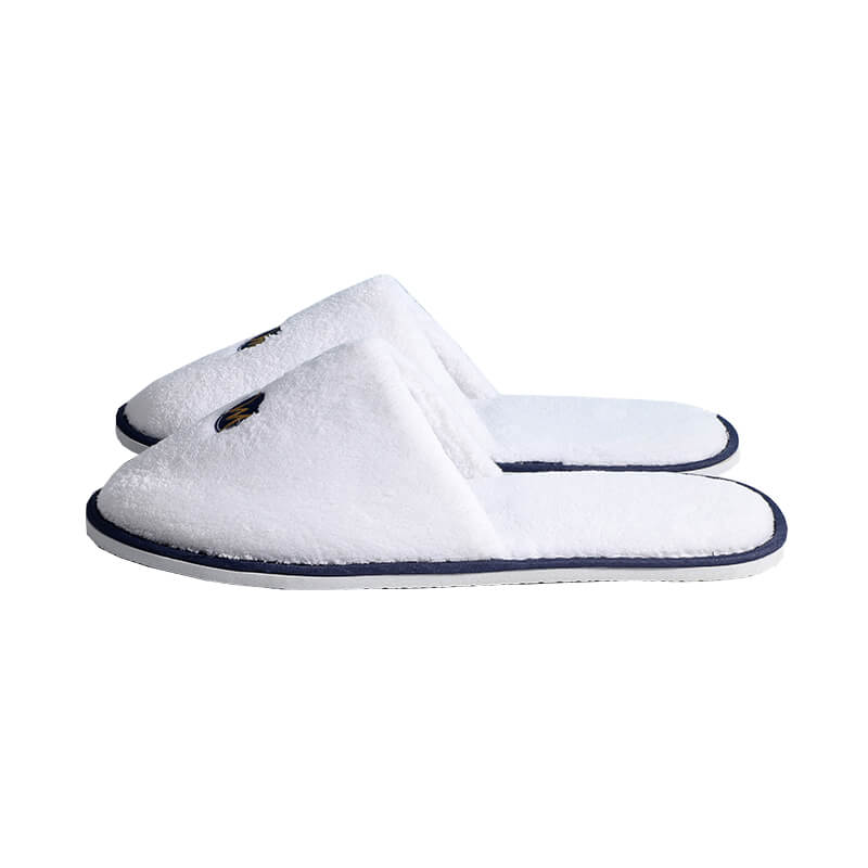 White cozy coral fleece disposable hotel slippers