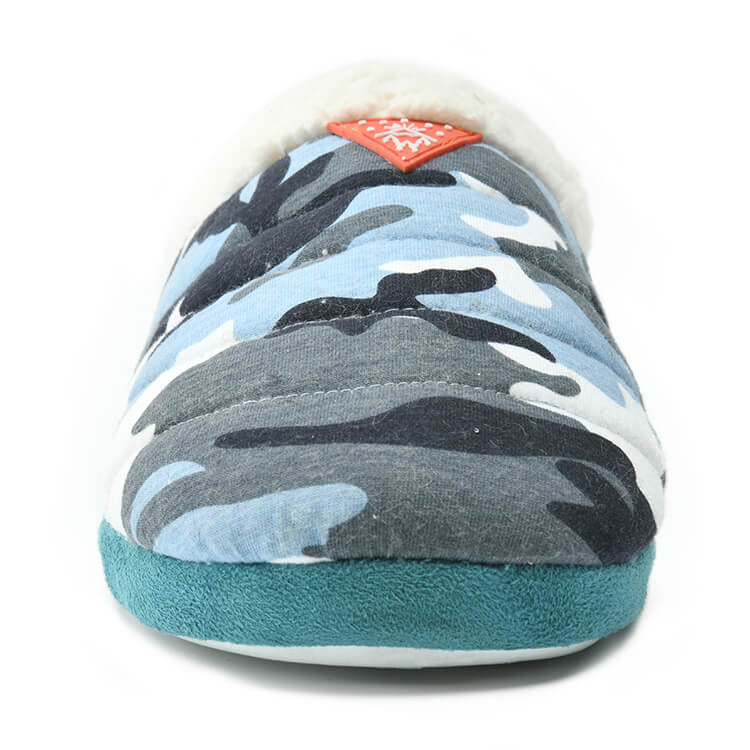 Men's winter soft cozy printed jersey home slippers