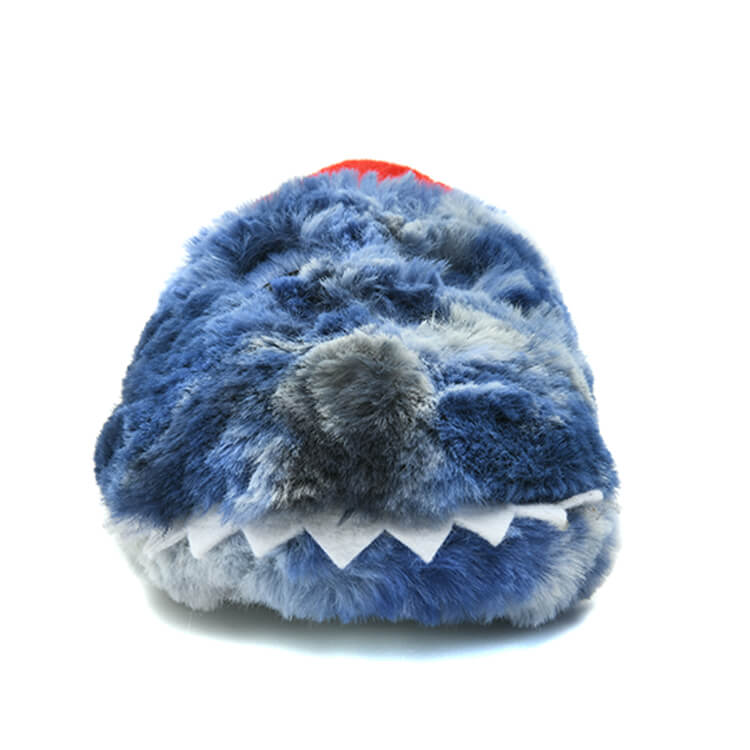 Cute blue fur embroidery slippers for kids