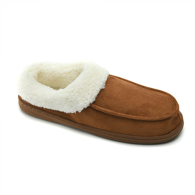 Brown microfiber winter warm indoor slippers for male