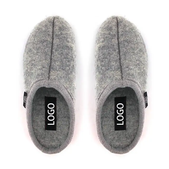 Closed toe house indoor outdoor felt material slippers