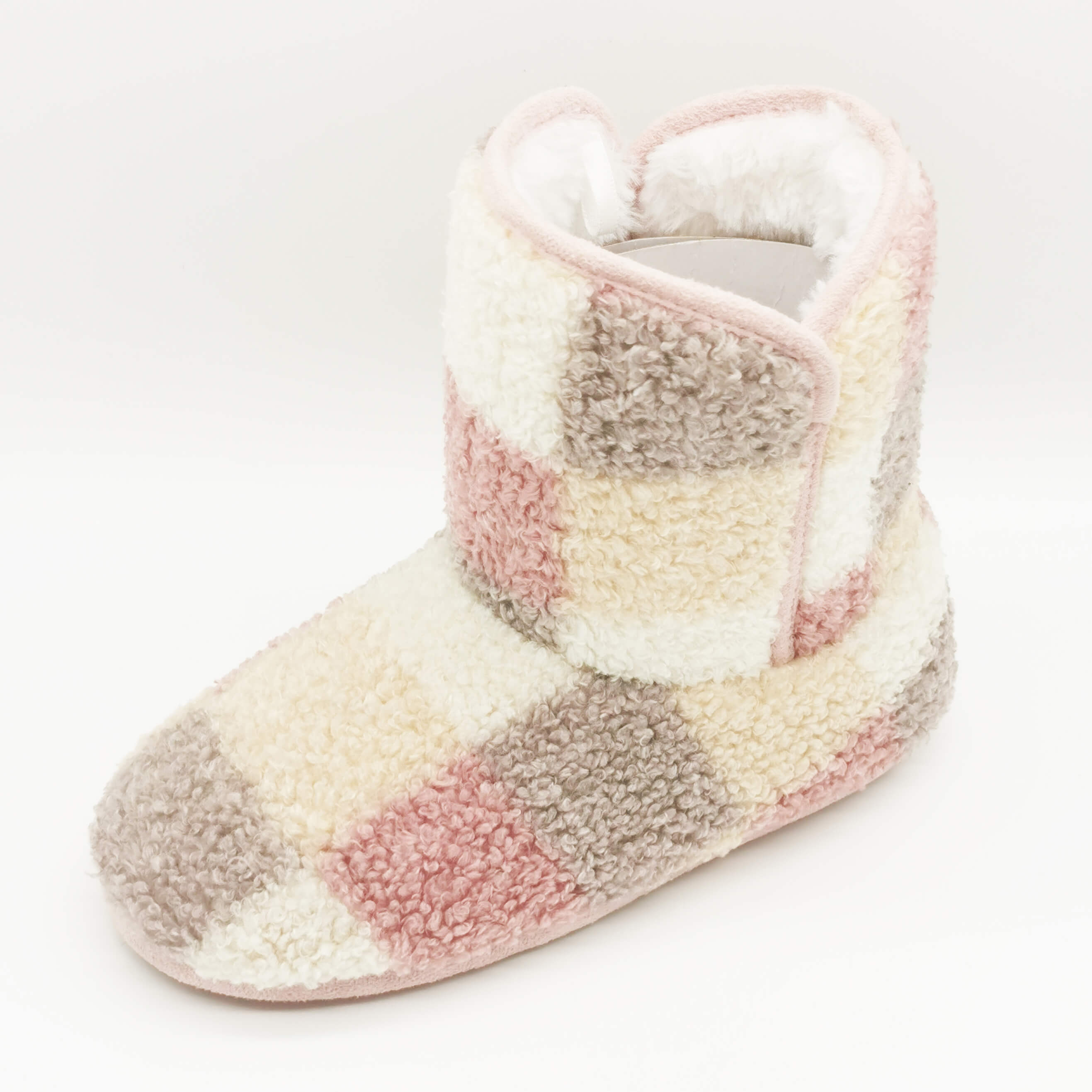 Four-colour patchwork teddy fleece boot for girls