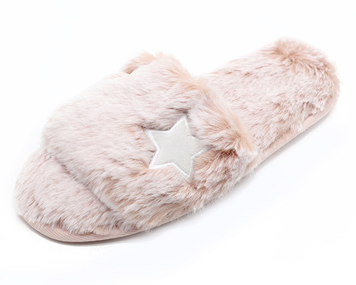 Comfy faded faux fur house slipper 