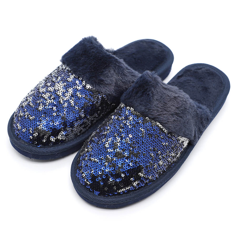 Soft warm wholesale sequin winter slippers