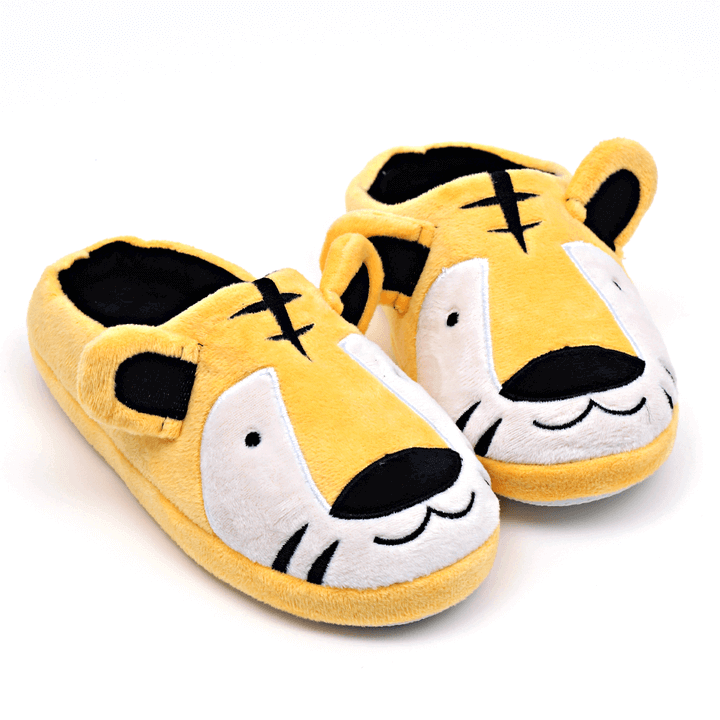 Winter kids tiger fur home indoor slippers