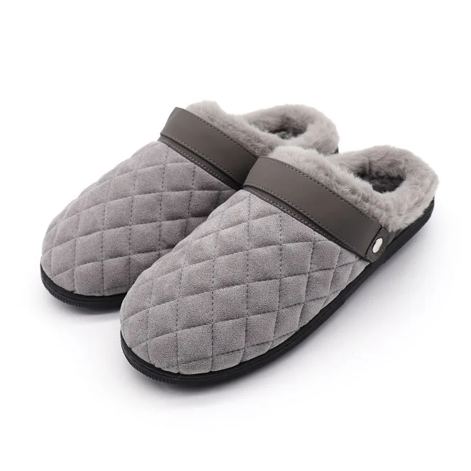 Suede fabric outdoor indoor machine washable plush men slipper