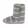 Ladies grey and white diamond knitted slipper boot