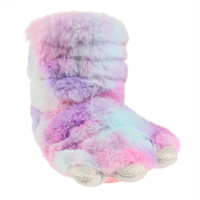 Toddler girl's multi-color faux fur claw boot with 3D parts