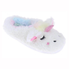 Girls faux fur white unicorn slipper