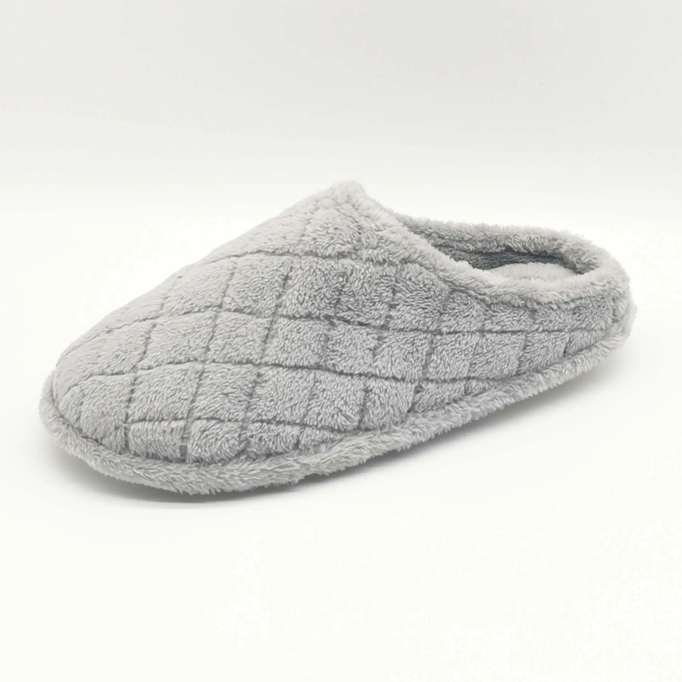 Grey coral fleece cozy warm home slippers for women