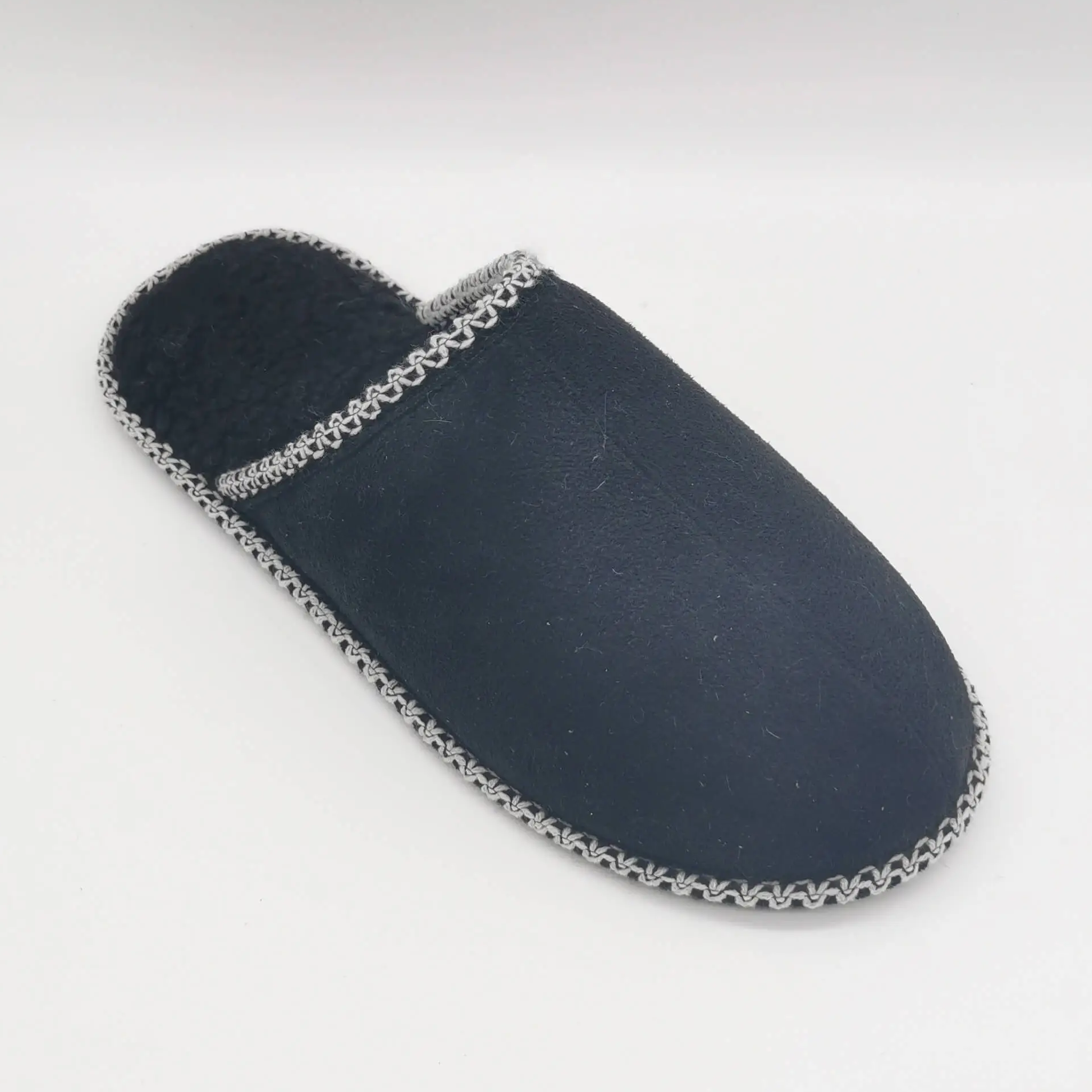 Black cozy warm home slippers for women