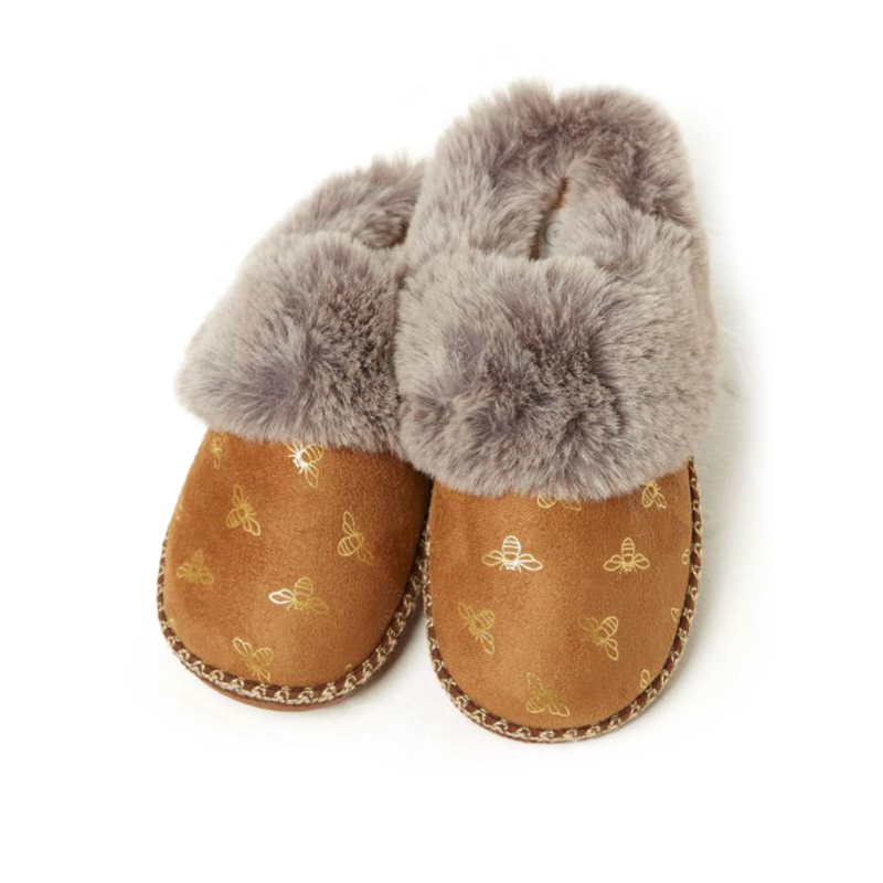 Faux fur TPR embroider suede fabric women's indoor home slippers