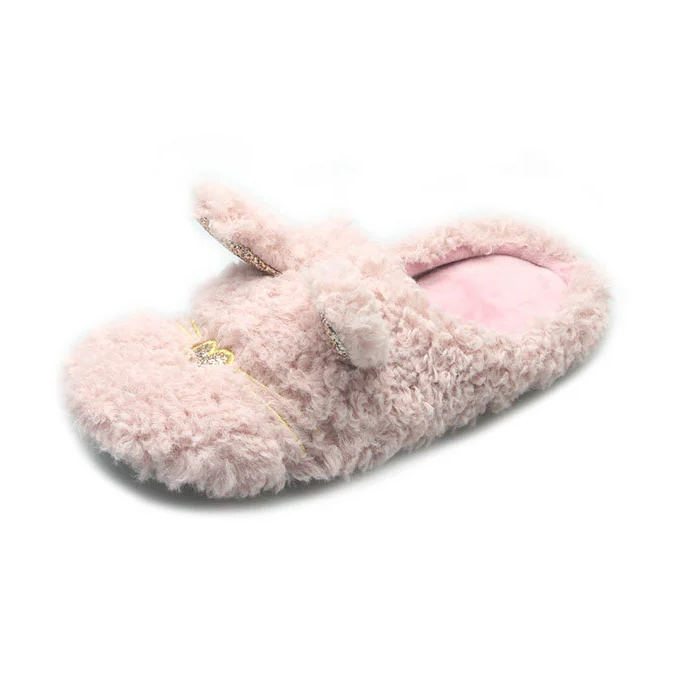 Plush warm rabbit indoor floor house winter animal slippers