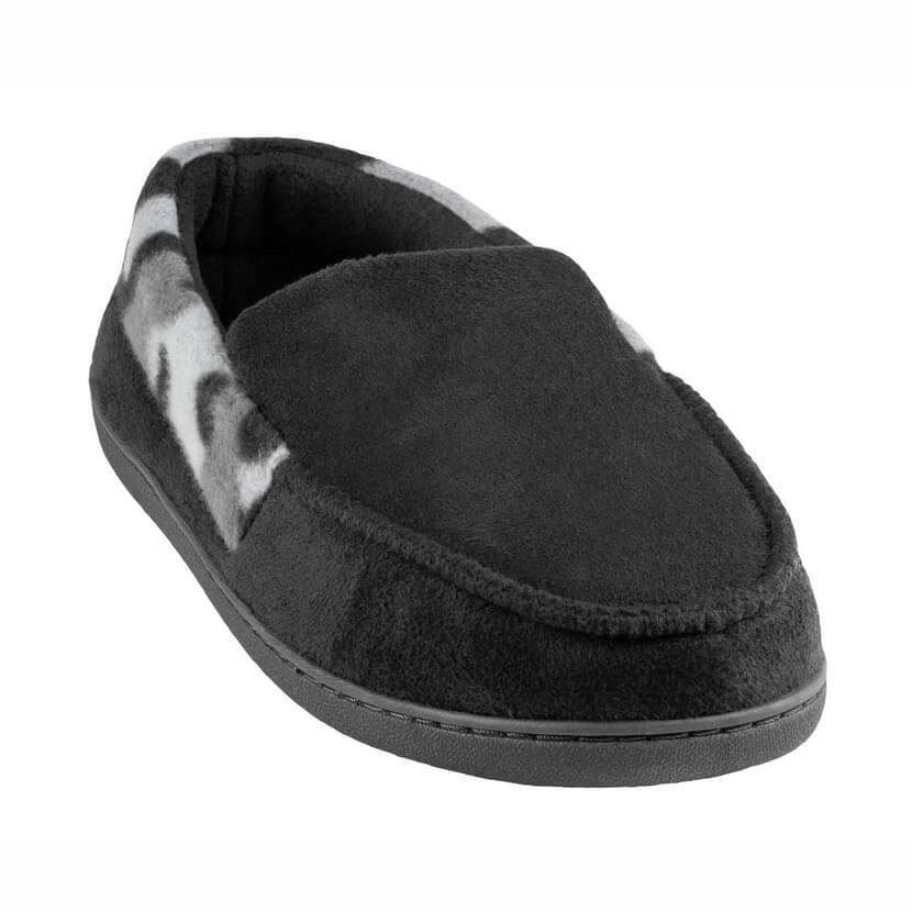 Men's faux suede moccasin with camo fleece cuff