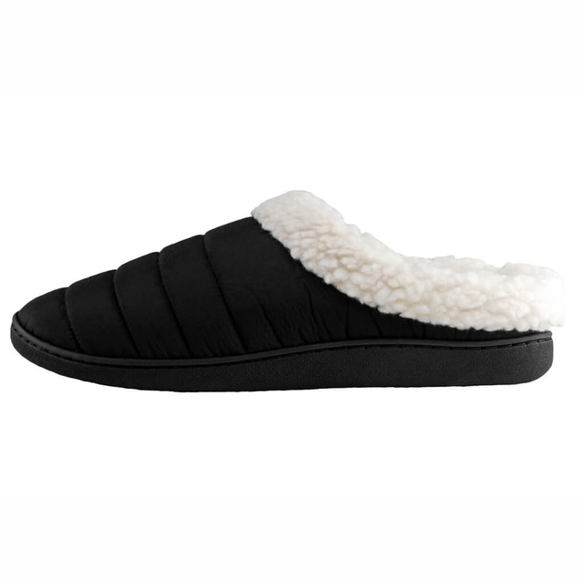 Men's nylon scuff with sherpa lining and trim