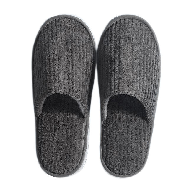 Washable grey coral fleece disposable spa hotel slipper 