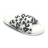 Women's fuzzy faux fur cross band slide slippers in leopard print