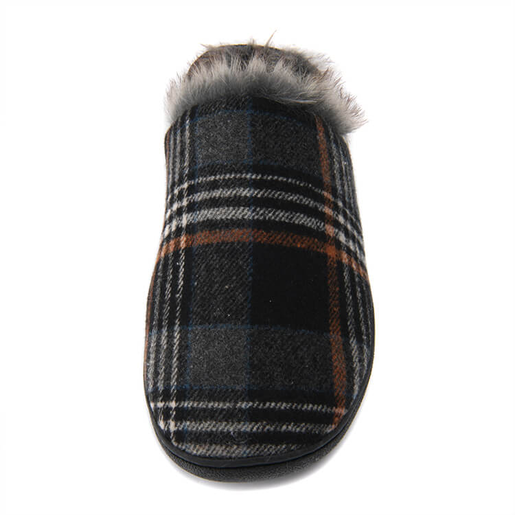 Classic comfortable check tweed slip on house slipper