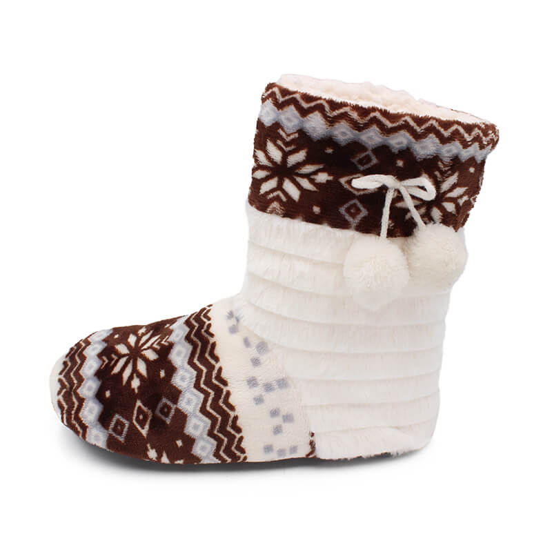 Christmas high top boots slipper with plush lining