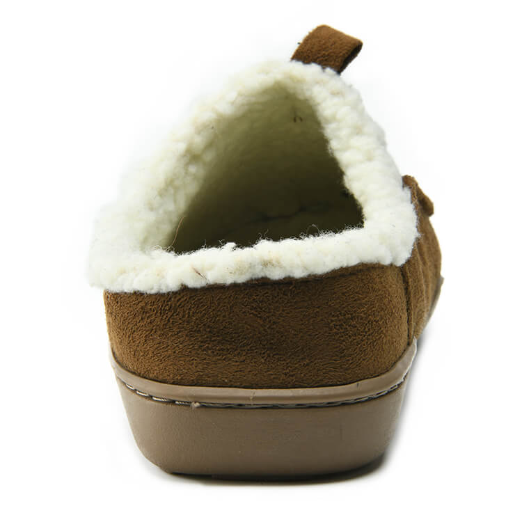 Durable winter warm brown microfiber outdoor slipper