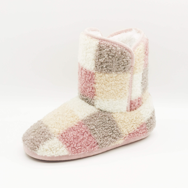 Four-colour patchwork teddy fleece boot for girls