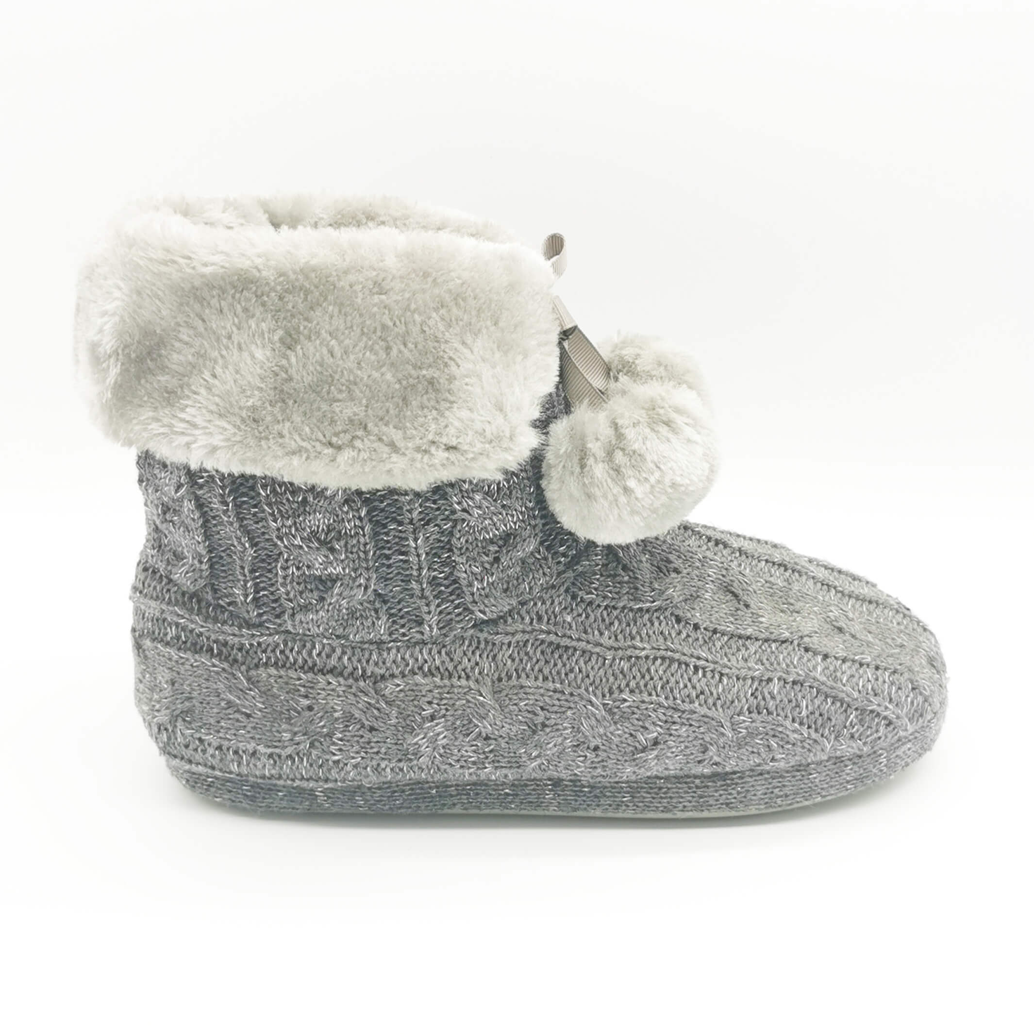 Knitted fabric upper with faux fur lining boot for women 