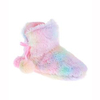 Girl faux fur rainbow house slipper bootie