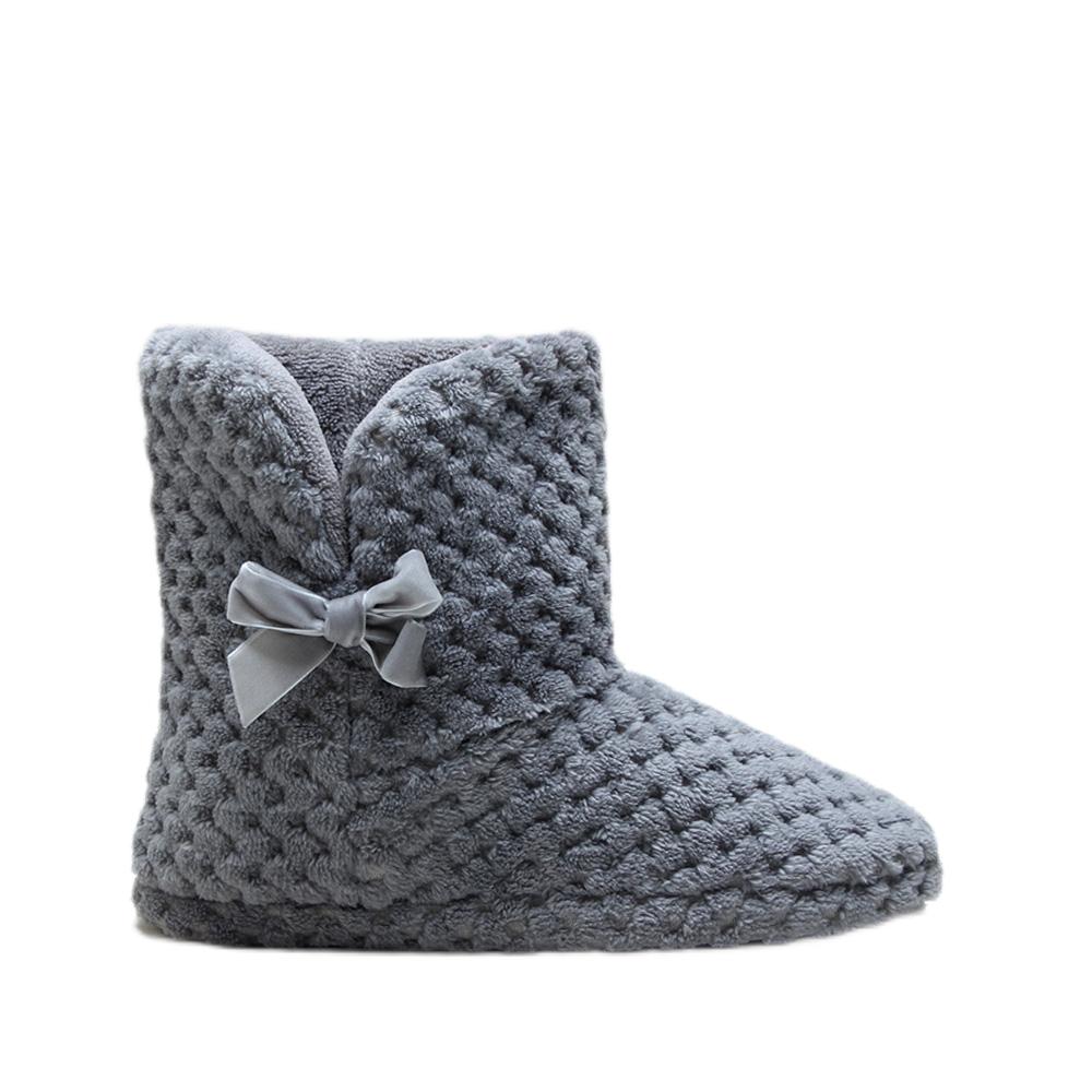 Winter indoor slip-on women's side bowknot booties