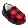 Boys buffalo plaid moccasin with faux suede trim