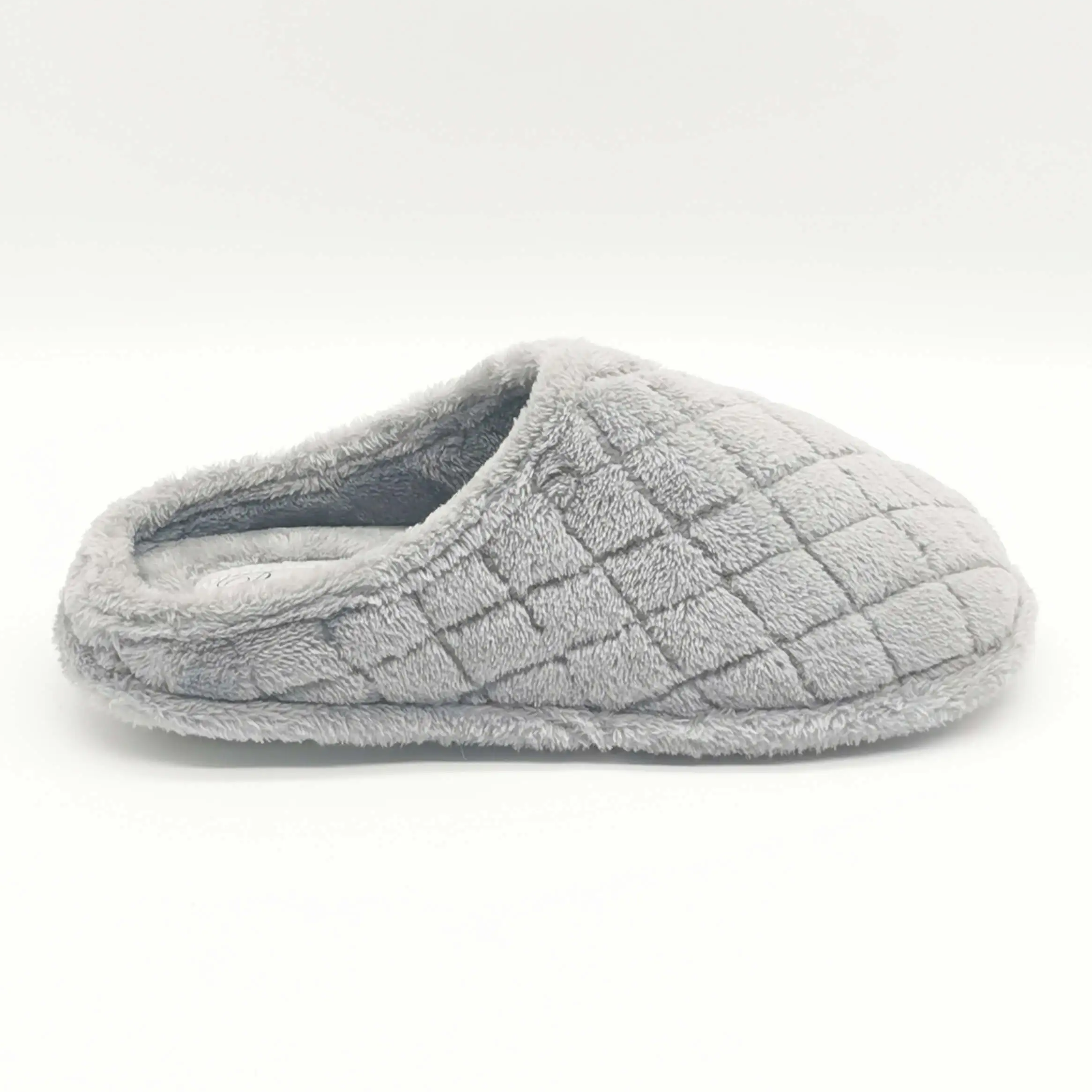 Grey coral fleece cozy warm home slippers for women