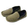 Cozy hard sole olive green men's moccasin shoes with arch support