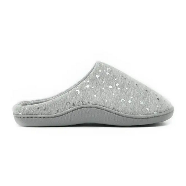 Glitter Silver Star Printed Jersey Comfortable Slippers
