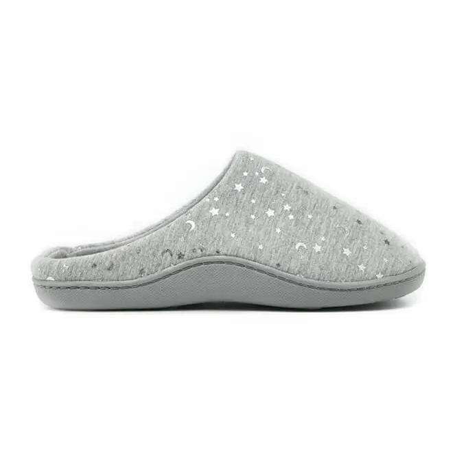 Glitter Silver Star Printed Jersey Comfortable Slippers